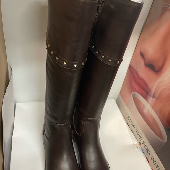 BNIB Marc Fisher Secalm Studded Riding Boots Dk Brown - Picture 9 of 12